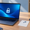 鍵のマークを表示したノートPCと、回復情報の保管を表すカードとスマートフォン
